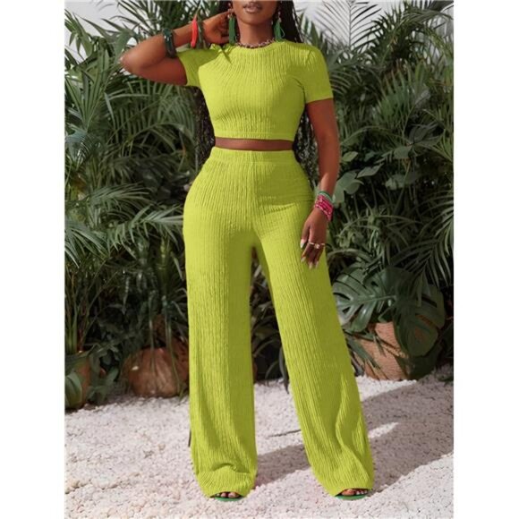 New Casual Basic Sports Style Spring And Summer Round Neck T-Shirt + Pants - Picture 1 of 7